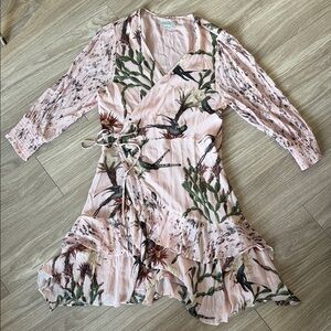 All Saints Pink Floral Wrap Dress